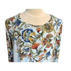 NWOT JM Collection Blue Floral Tunic Top Size 1X